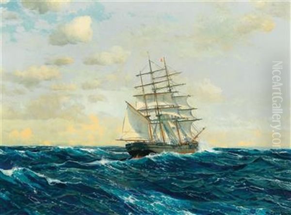 Three-master On The High Seas Oil Painting by Michael Zeno Diemer