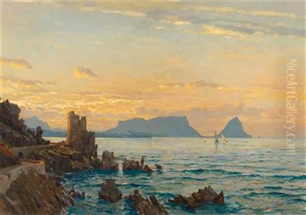 Capo Zafferano In The Gulf Of Palermo Oil Painting by Michael Zeno Diemer