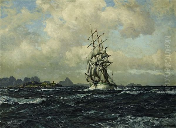 Segelschiff An Der Kuste Oil Painting by Michael Zeno Diemer