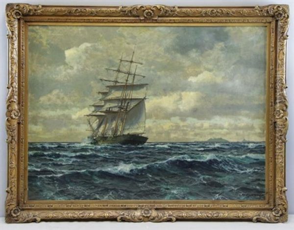 Ship At Sea Oil Painting by Michael Zeno Diemer