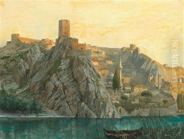 Blick Auf Pocitelj In Bosnien Oil Painting by Michael Zeno Diemer