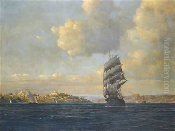 Sailing On The Bosphorus Oil Painting by Michael Zeno Diemer