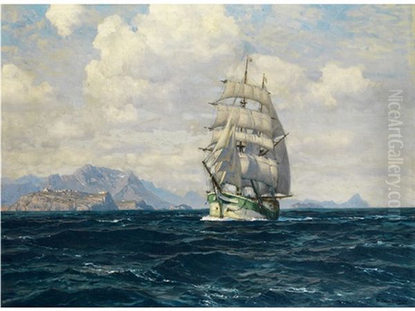 Segelschiff Vor Der Italienischen Kuste Oil Painting by Michael Zeno Diemer