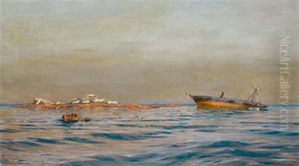 Schiffbruch Der P. O. S. Alma Im Roten Meer Am 12.6 Oil Painting by Michael Zeno Diemer