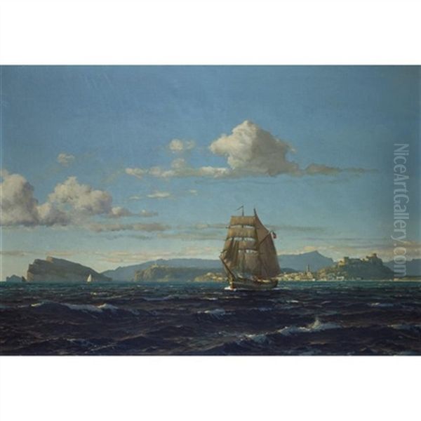 A Brigantine Entering The Dardanelles Oil Painting by Michael Zeno Diemer