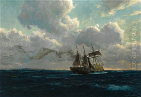 Das Dampfschiff Oil Painting by Michael Zeno Diemer