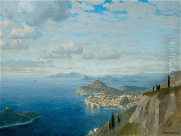 Ein Blick Auf Dubrovnik (ragusa) Oil Painting by Michael Zeno Diemer