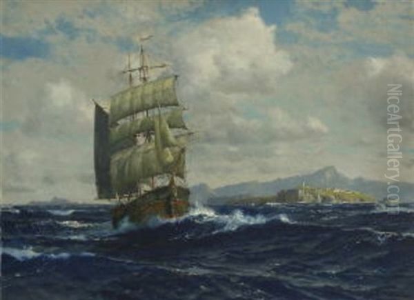 Segelschiff Vor Der Kuste Oil Painting by Michael Zeno Diemer