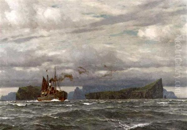 A Steamboat Amongst Islands Oil Painting by Michael Zeno Diemer