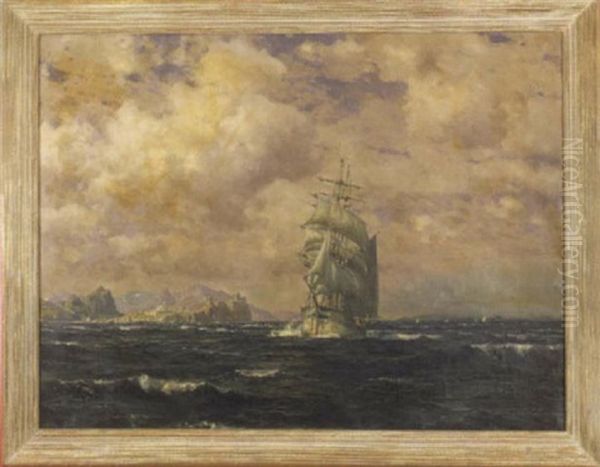 Two-masted Ship On The Mediterranean Oil Painting by Michael Zeno Diemer