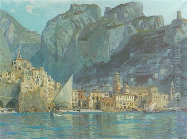 Blick Auf Amalfi Oil Painting by Michael Zeno Diemer