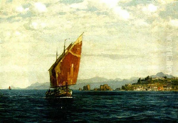 Shipping Off The Coast Of Turkey Oil Painting by Michael Zeno Diemer