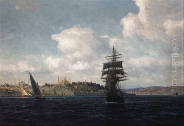 Shipping Off Constantinople Oil Painting by Michael Zeno Diemer