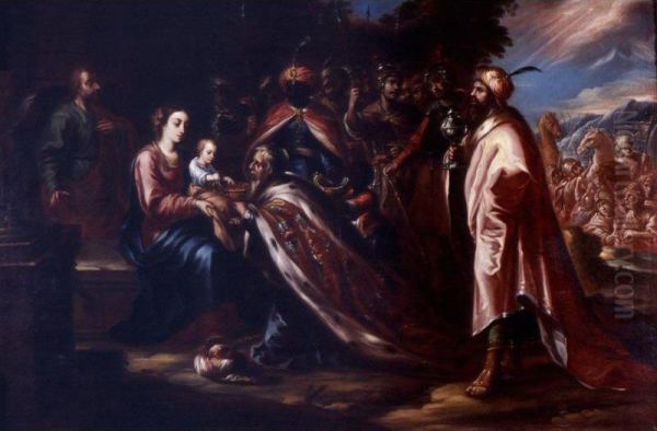 La Adoracion De Los Reyes Magos Oil Painting by Arellano