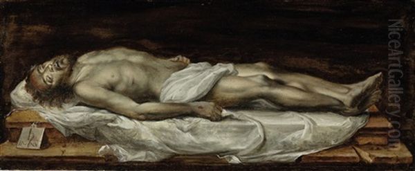 Christ In The Tomb Oil Painting by Abraham van Diepenbeeck