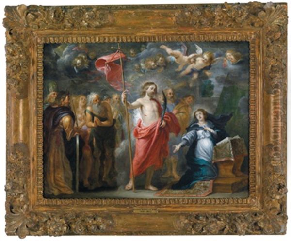 Die Aufnahme Einer Martyrerin In Den Kreis Der Heiligen Oil Painting by Abraham van Diepenbeeck