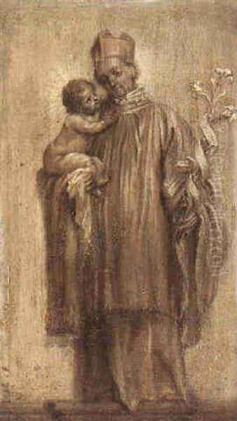 St. John Nepomuk Holding The Christ Child Oil Painting by Abraham van Diepenbeeck