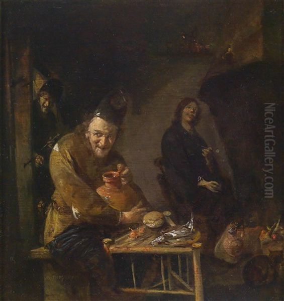 Wirtshausszene Mit Trinkenden Bauern Oil Painting by Abraham Diepraam