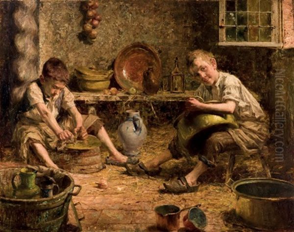 Los Ayudantes De Cocina Oil Painting by Pierre Jacques Dierckx