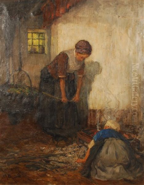 La Preparation Du Repas Oil Painting by Pierre Jacques Dierckx