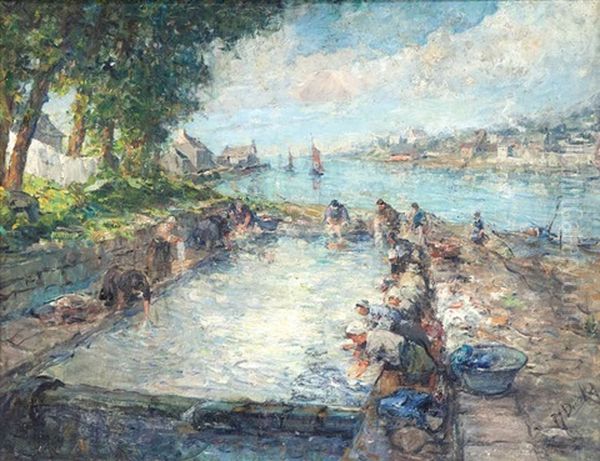 Lavoir Breton/environs D'audierne/finistere Oil Painting by Pierre Jacques Dierckx