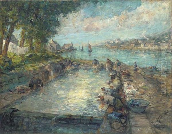 La Voir Breton, L'environs D'audierne Finistere Oil Painting by Pierre Jacques Dierckx