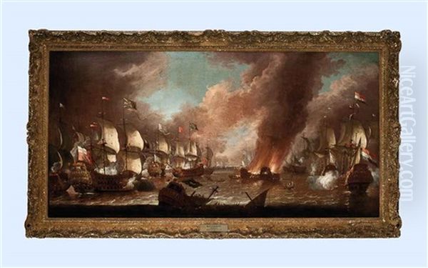 The Battle Of Barfleur Oil Painting by Adriaen Van Diest