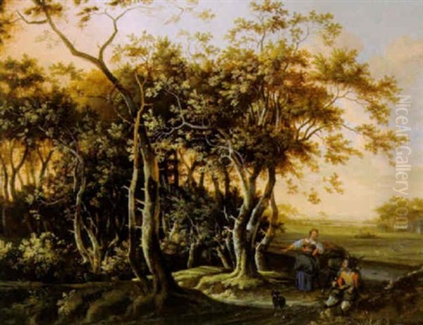 Bewaldete Landschaft Mit Figuren Oil Painting by Adriaen Van Diest