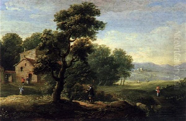 Bewaldete Landschaft Mit Figuren Oil Painting by Adriaen Van Diest