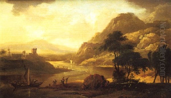 Riviere Dans Un Paysage Montagneux Oil Painting by Adriaen Van Diest