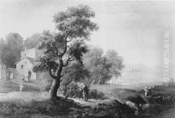 Bewaldete Landschaft Mit Figuren Oil Painting by Adriaen Van Diest