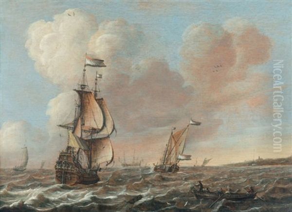 Navire Hollandais Pres De La Cote Oil Painting by Jeronymus Van Diest