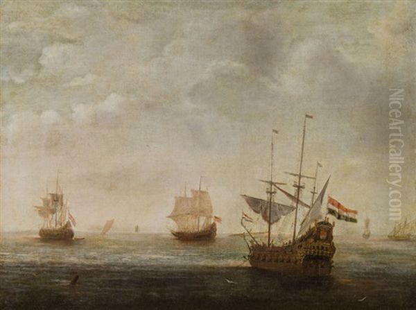 Seestuck Mit Einer Fregatte Der Provinz Zeeland Oil Painting by Jeronymus Van Diest