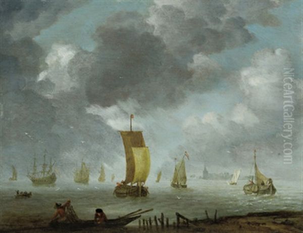 Schiffe Auf Ruhiger See Oil Painting by Jeronymus Van Diest