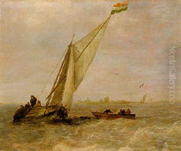 Segelschiff Auf Bewegter See Oil Painting by Jeronymus Van Diest