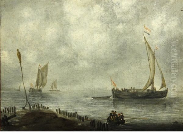 Shipping Off The Coast Oil Painting by Willem van Diest