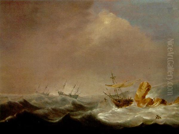 Shipwreck Oil Painting by Willem van Diest