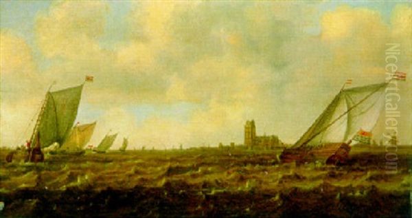 Marine Vue De Dordrecht Oil Painting by Willem van Diest