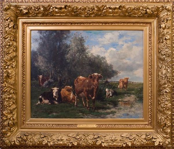 Cattle In Normandy Oil Painting by Marie Dieterle