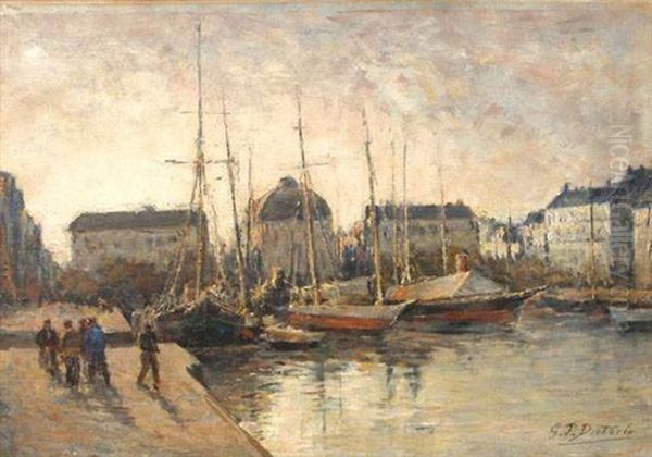 Port Normand Oil Painting by Pierre Georges Dieterle