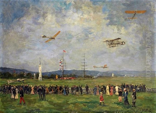 Le Meeting Aerien De 1910 Oil Painting by Pierre Georges Dieterle