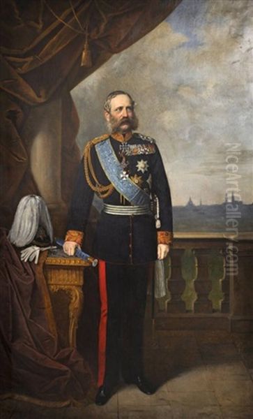 Konig Albert Von Sachsen Als Generalfeldmarschall Der Preusischen Armee Oil Painting by Alfred Diethe