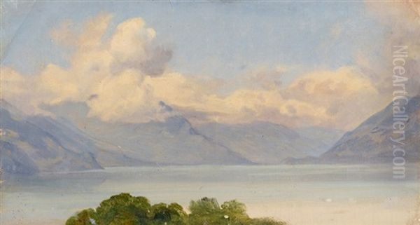 Thunersee Bei Bewolkung, Von Leissigen Aus Oil Painting by Johann Friedrich Dietler