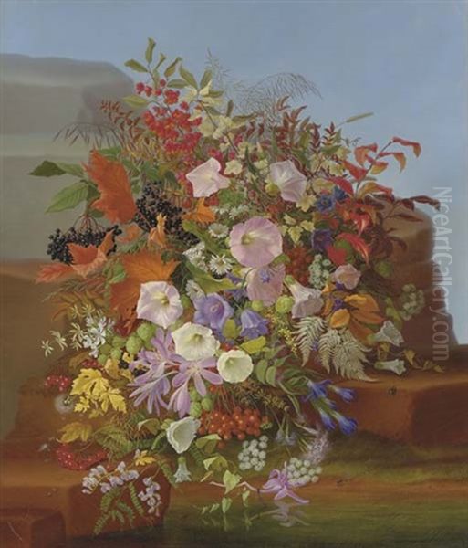 Autumn Flowers Oil Painting by Adelheid Dietrich