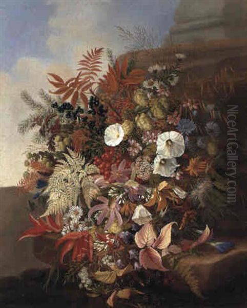 Seasonal Bouquets &  Spring And Autumn Oil Painting by Adelheid Dietrich