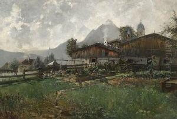 Bauernhof In Mittenwald. Oil Painting by Carl Oskar Arends