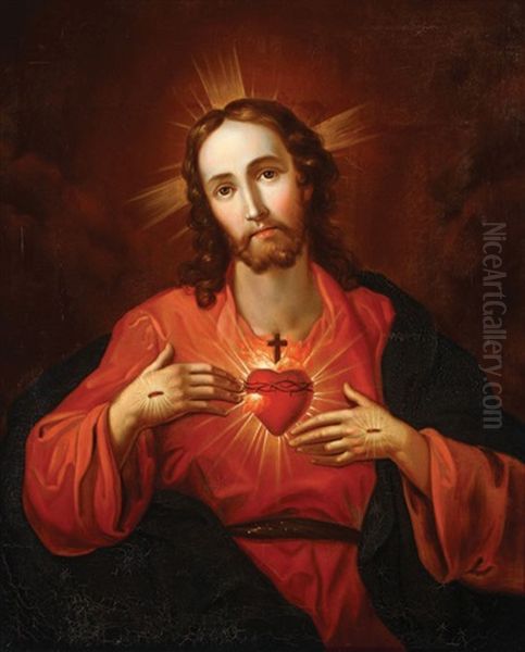 Sacred Heart Of Jesus Oil Painting by Carl Dietrich