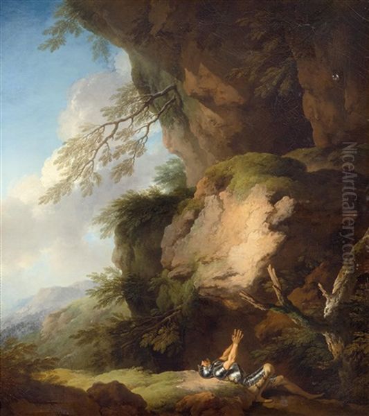 Saint William In A Landscape Oil Painting by Christian Wilhelm Ernst Dietrich