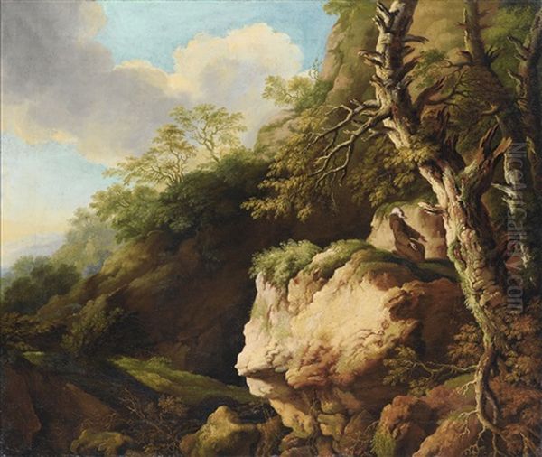 Landscape With A Franciscan Monk by Christian Wilhelm Ernst Dietrich