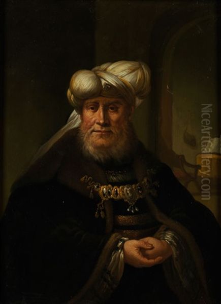 Bildnis Eines Noblen Herrn Mit Turban Oil Painting by Christian Wilhelm Ernst Dietrich